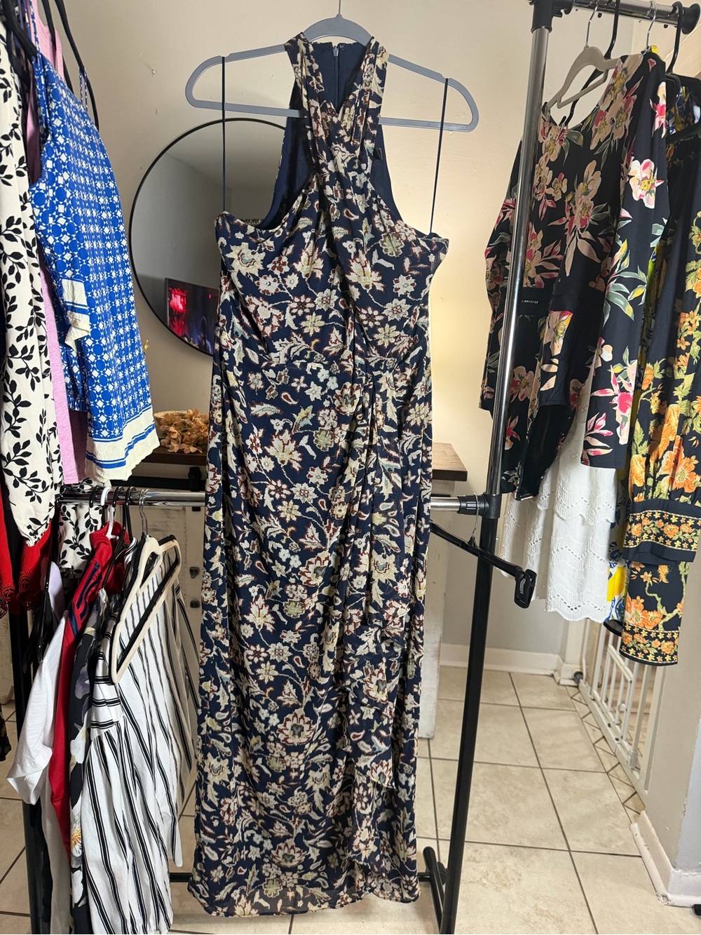 Lauren Ralph Lauren Floral Halter Maxi Dress in Navy Floral
